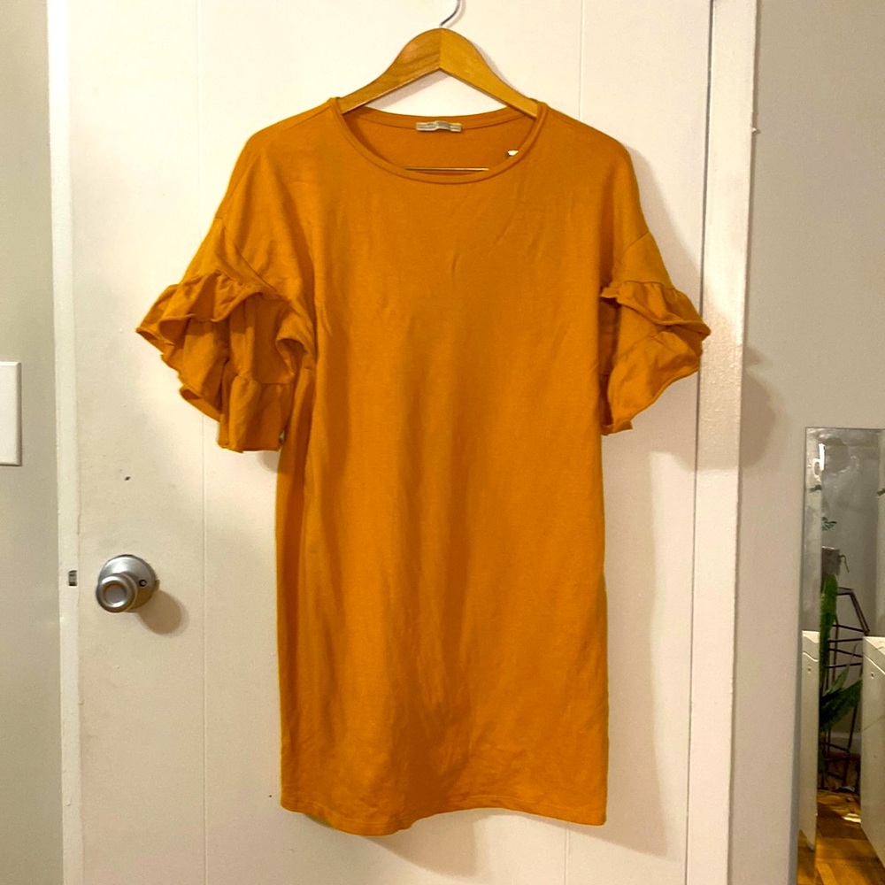 Zara poof sleeve yellow dress